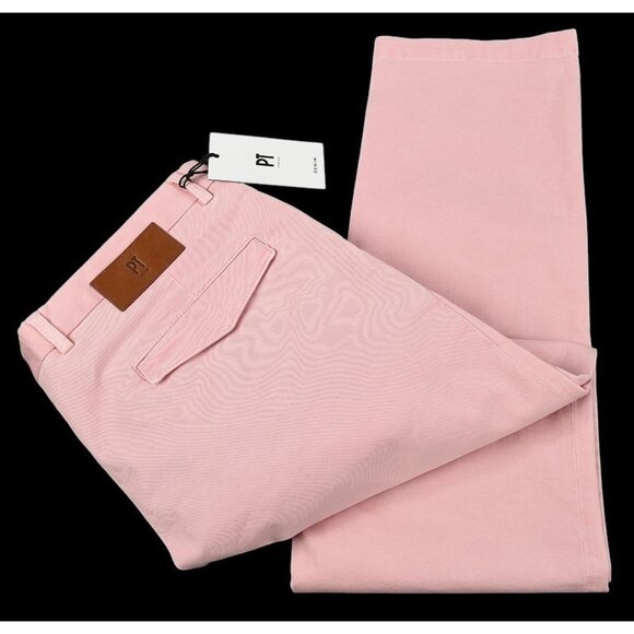 PT TORINO Mens Pink Slim Fit Cotton Stretch Twill Flat Front Chino Pants 35 NWT